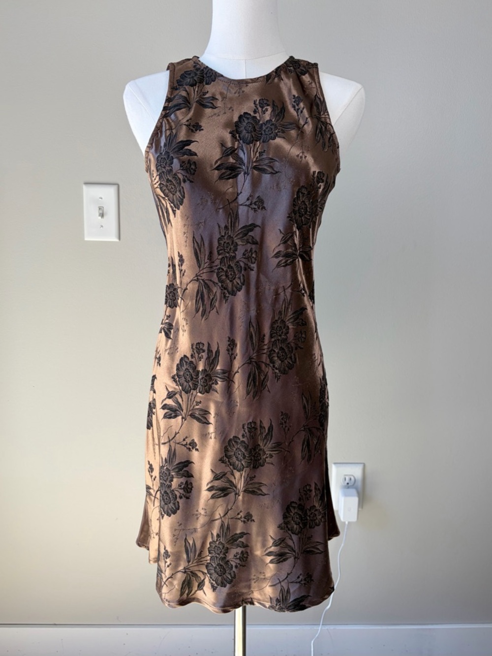 Vintage All That Jazz Bronze Floral Dress